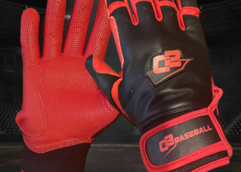 Batting Gloves C2Baseball Pro-3 Rot Schwarz
