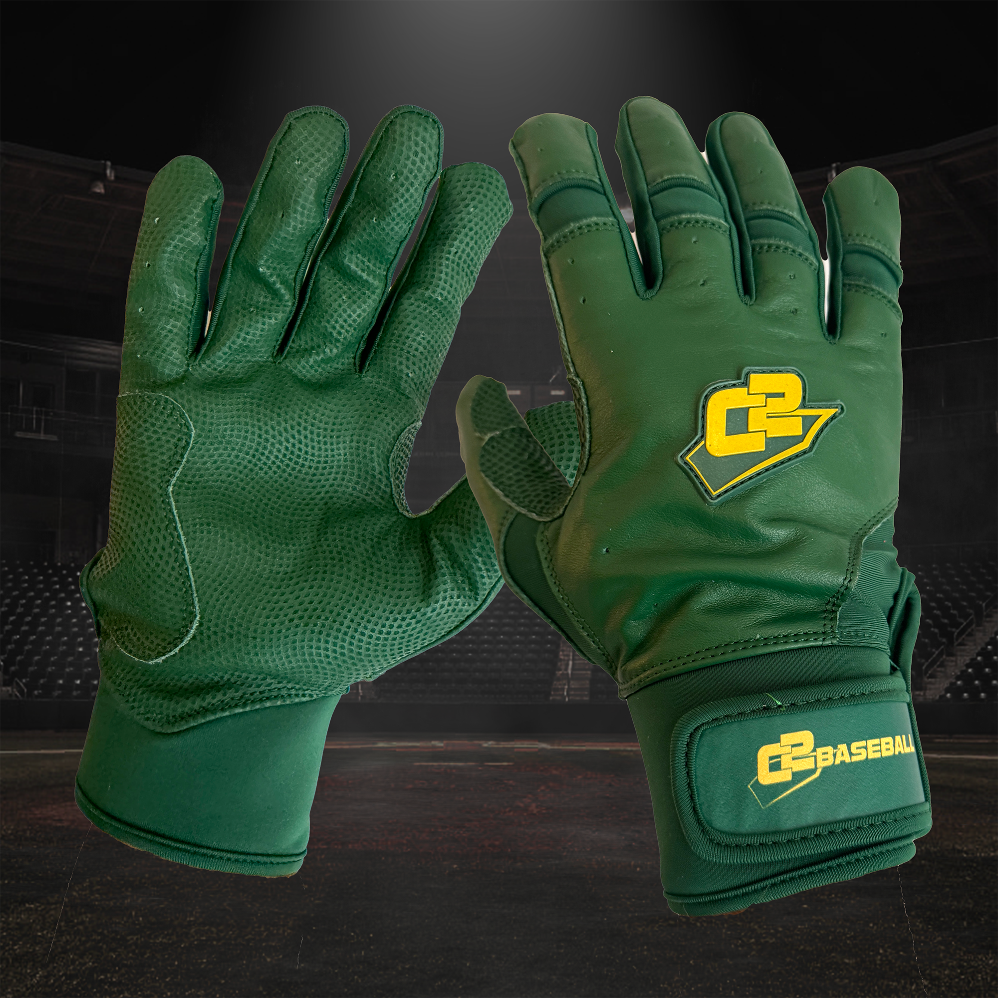 Batting Gloves C2Baseball Pro-3 Dark Green